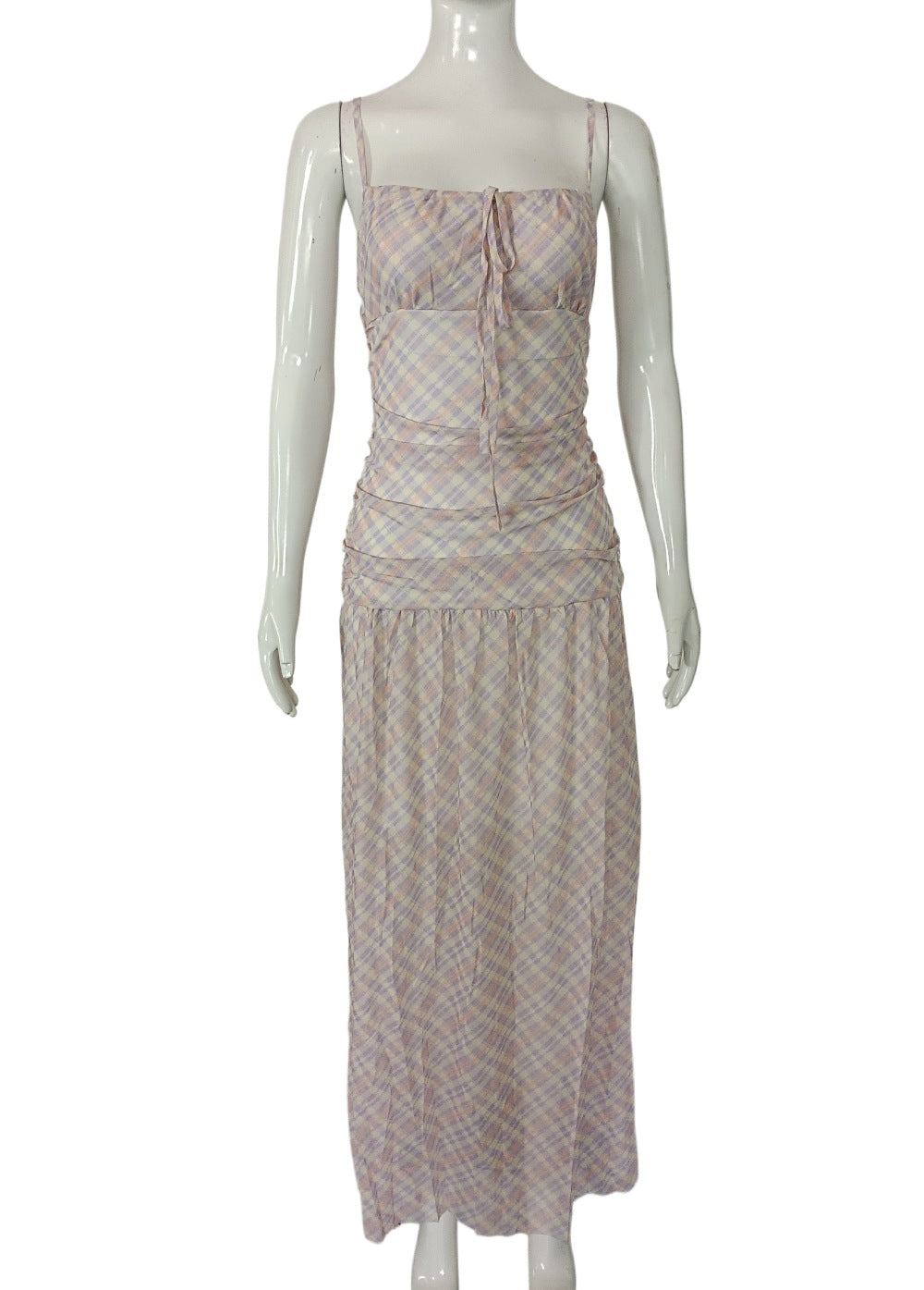 Plaid Sleeveless Dress with Tie Detail