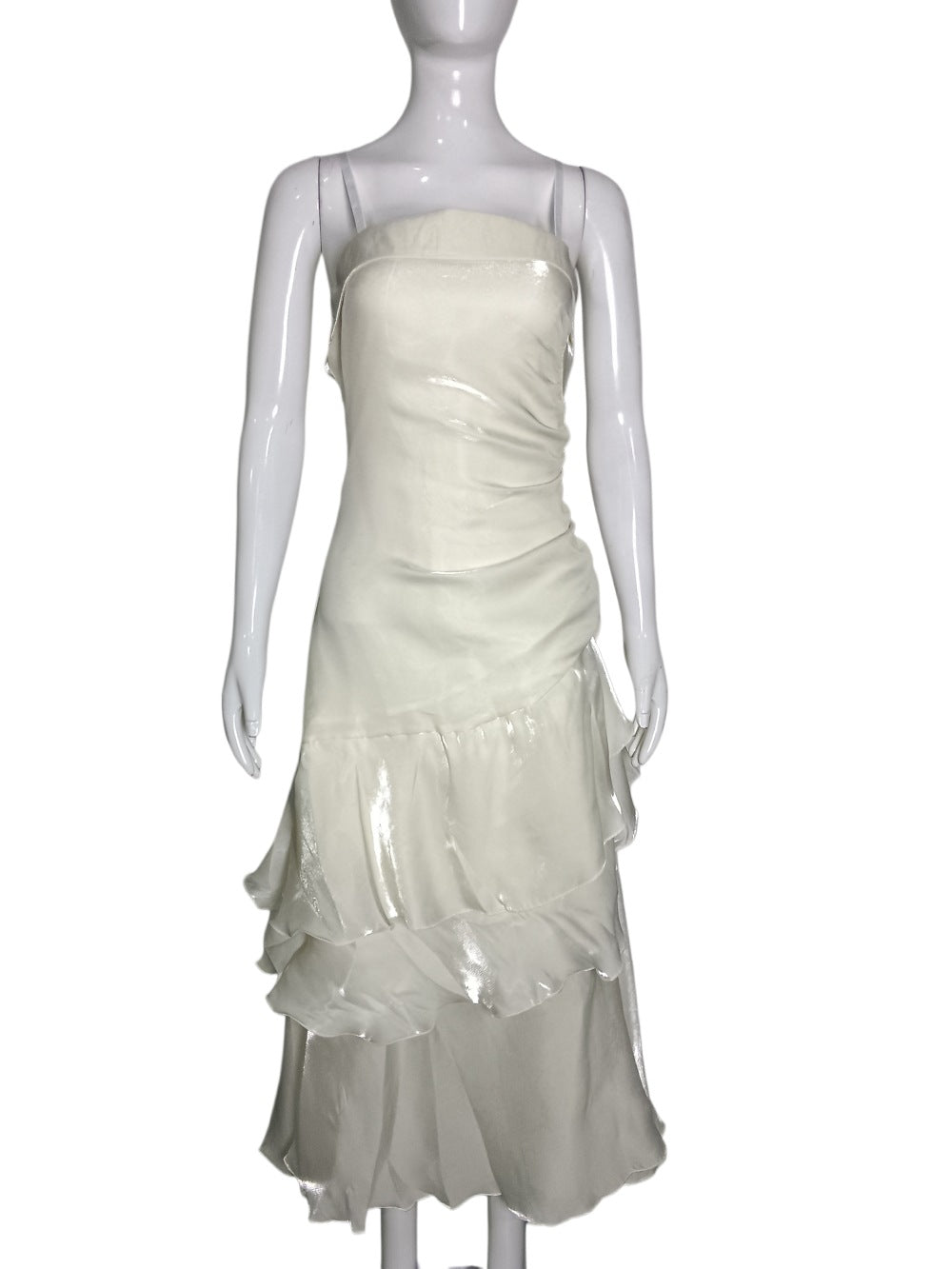 White Asymmetrical Ruffled Dress