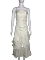 White Asymmetrical Ruffled Dress