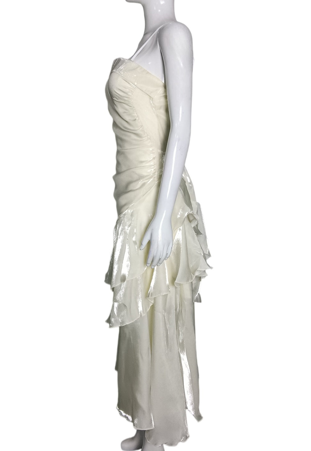 White Asymmetrical Ruffled Dress