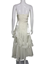 White Asymmetrical Ruffled Dress