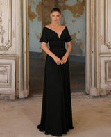 Off-Shoulder Black Evening Gown