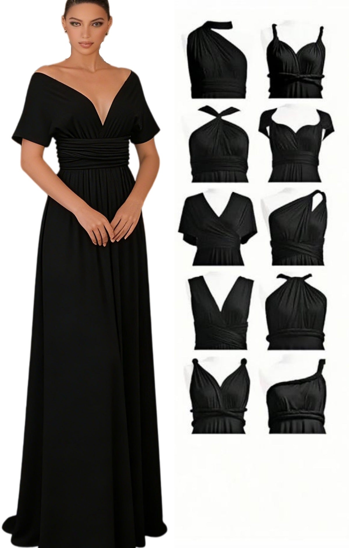 Off-Shoulder Black Evening Gown