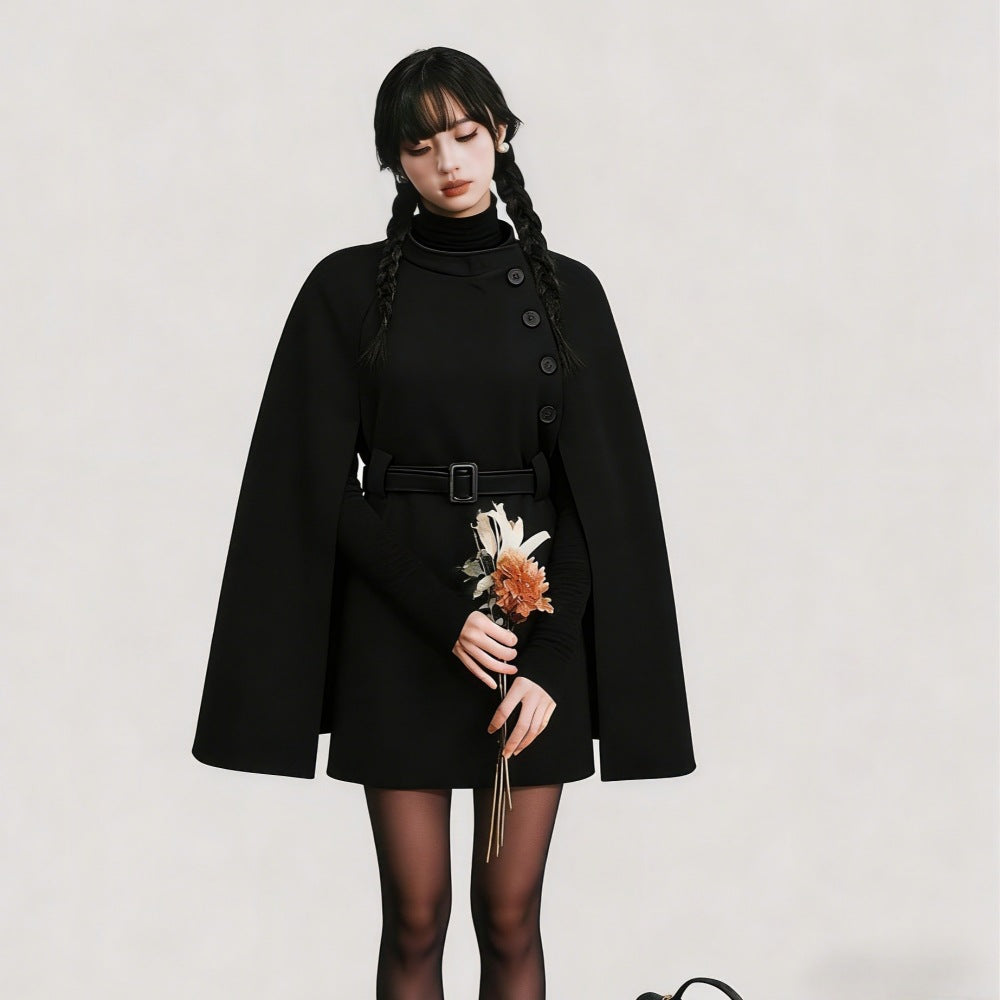 Cape Coat with Belt Detail