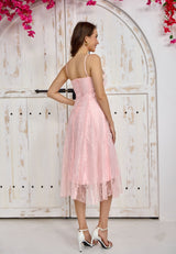 Floral Pink Lace Midi Dress