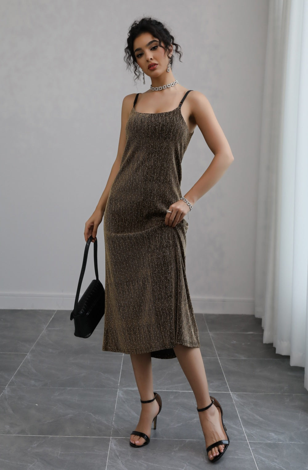 Metallic Sparkle Maxi Dress