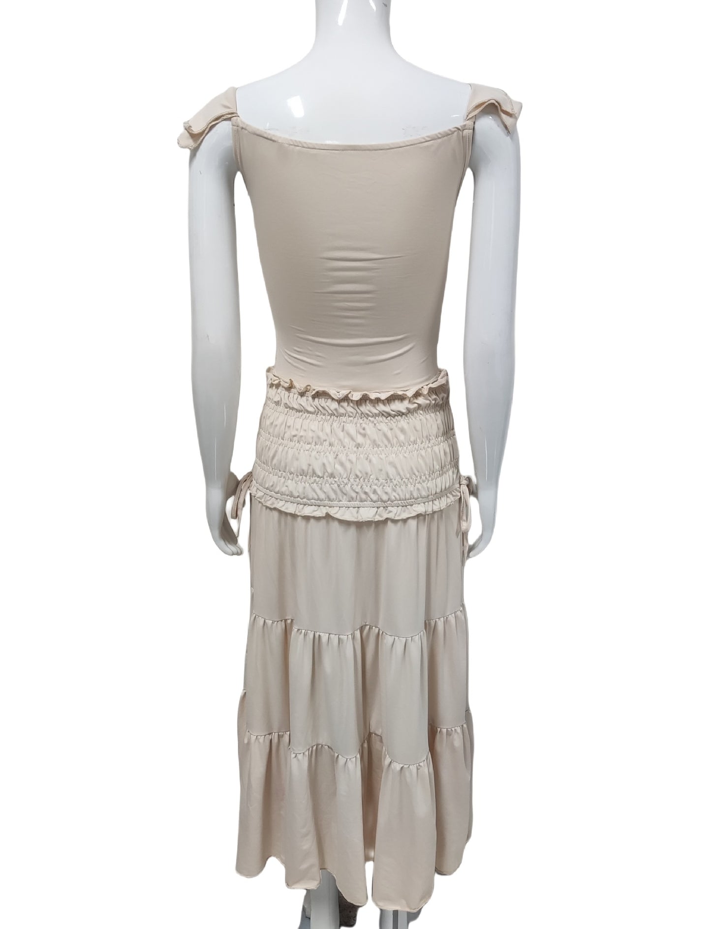 Off-Shoulder Top with Tiered Maxi Skirt