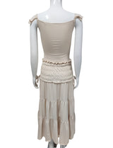 Off-Shoulder Top with Tiered Maxi Skirt