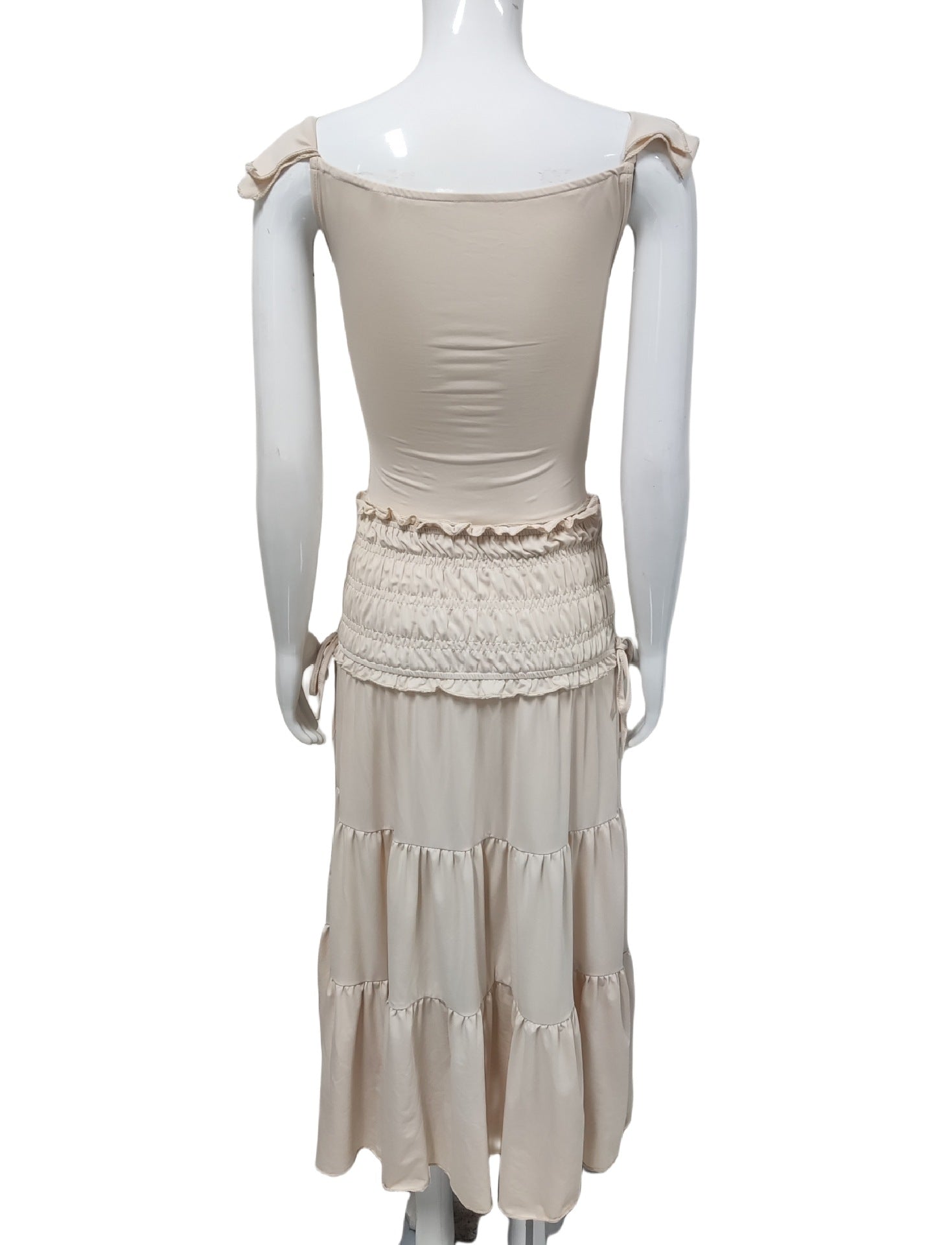 Off-Shoulder Top with Tiered Maxi Skirt