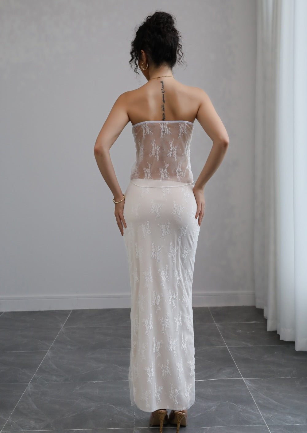 Strapless Top with Matching Maxi Skirt
