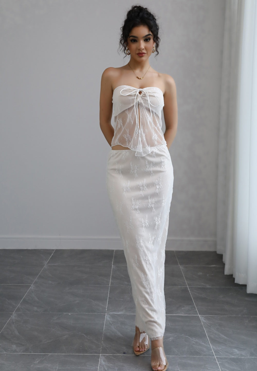 Strapless Top with Matching Maxi Skirt