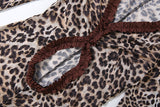 Ruffled Trim Leopard Print Jumpsuit