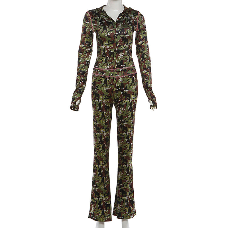 Camouflage Print Two-Piece Set