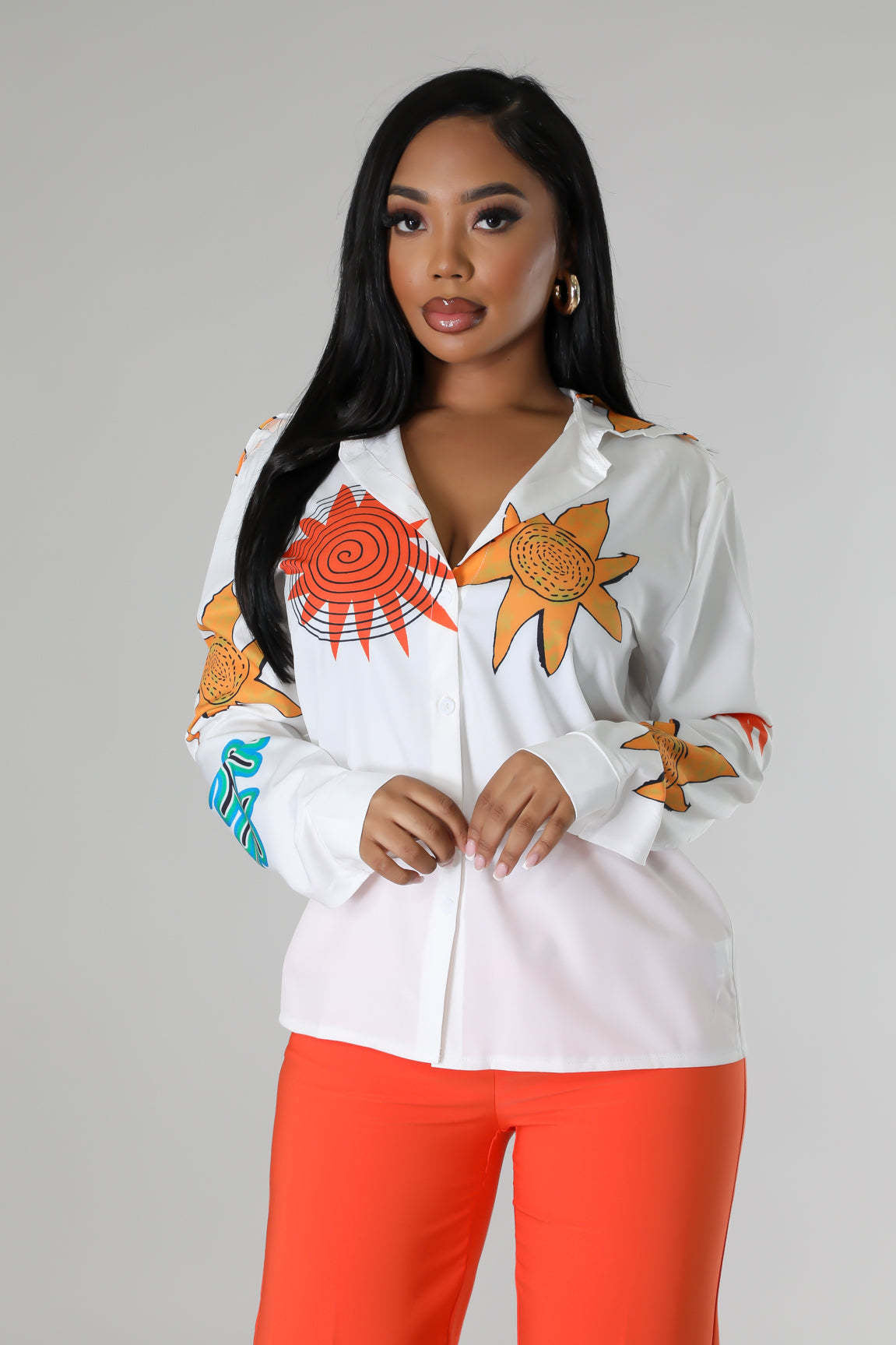 Colorful Printed Button-Down Shirt