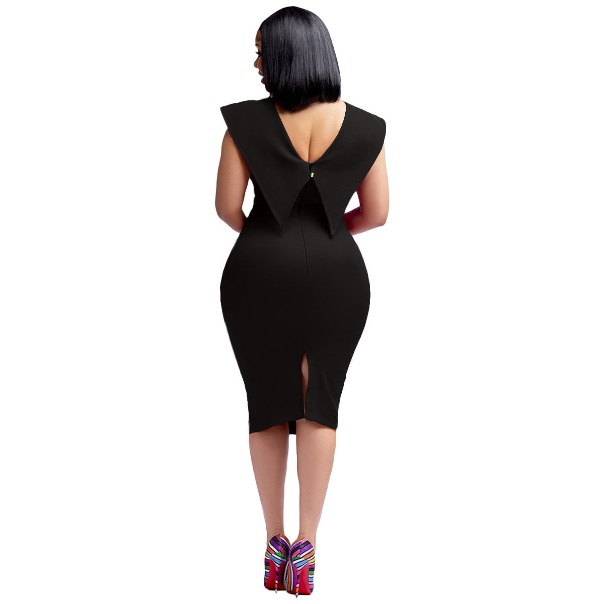 Black Midi Dress with Back Detail