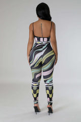 Abstract Pattern Sleeveless Jumpsuit