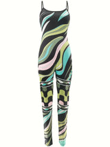 Abstract Pattern Sleeveless Jumpsuit