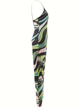 Abstract Pattern Sleeveless Jumpsuit