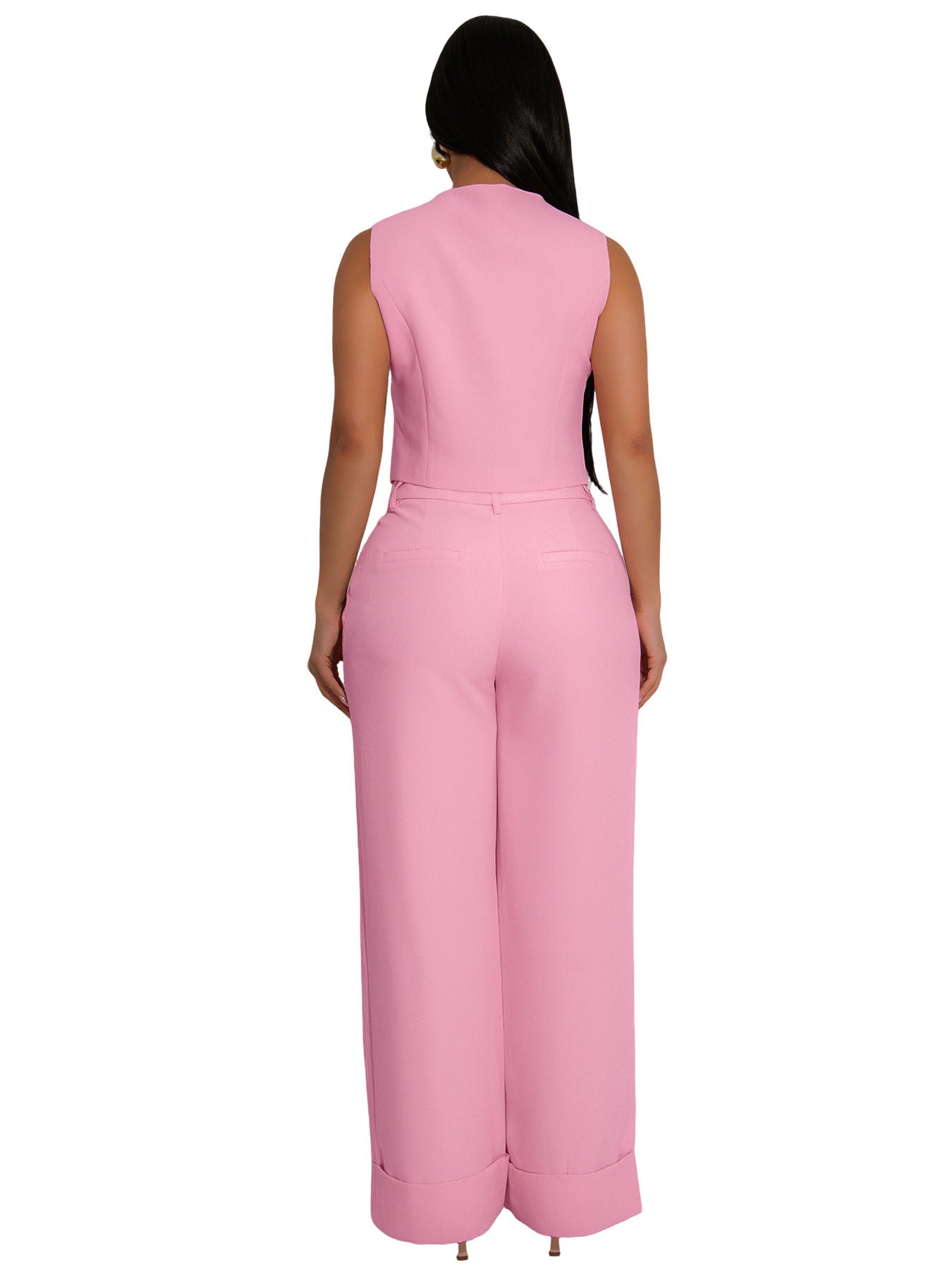 Sleeveless Two-Piece Set with Wide-Leg Pants