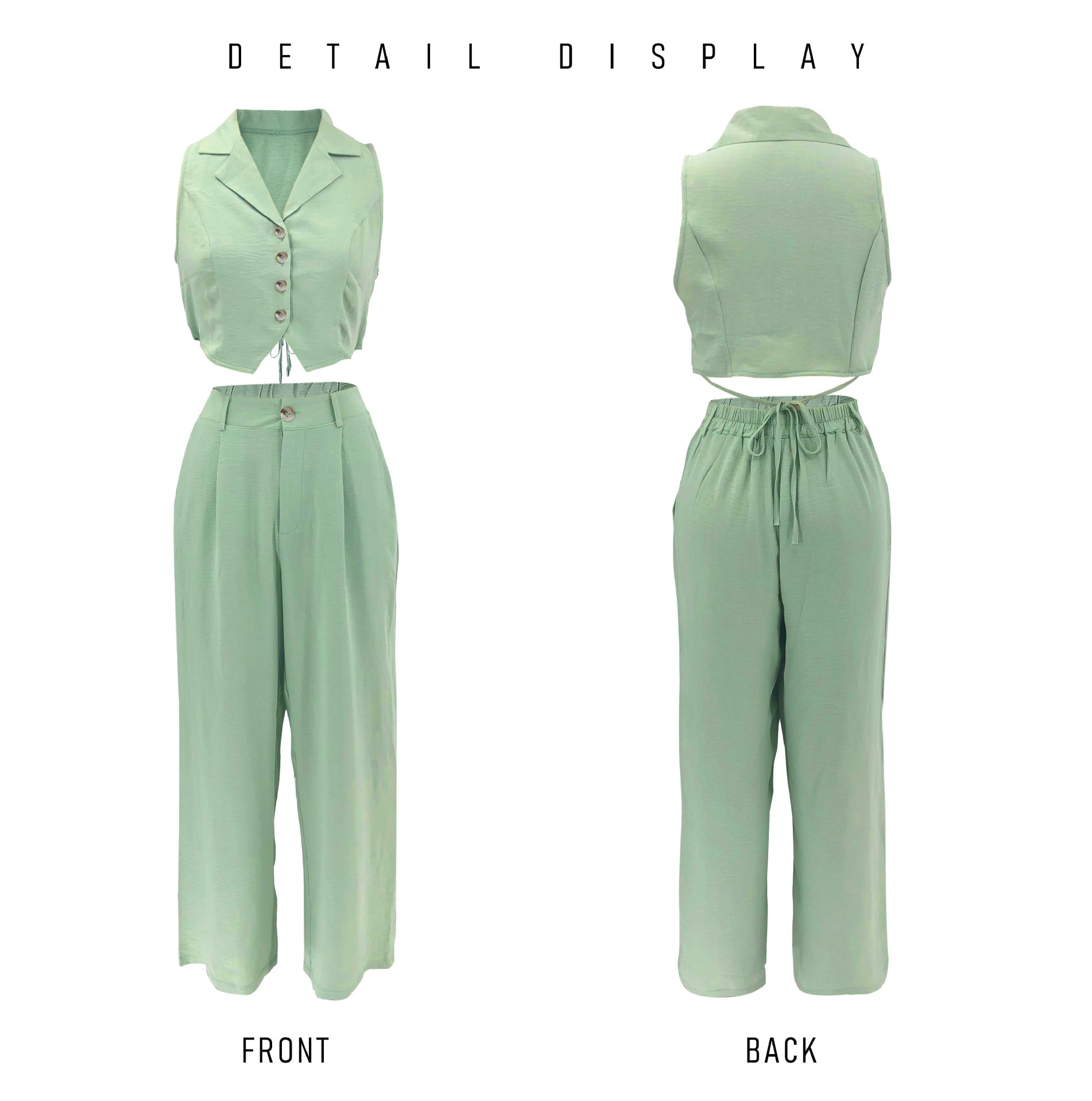 Cropped Top and Wide-Leg Pants Set