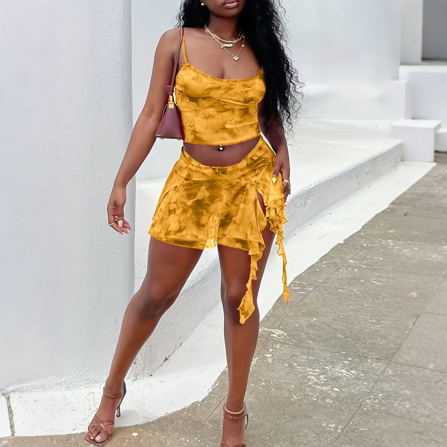 Ruffled Skirt and Crop Top Set