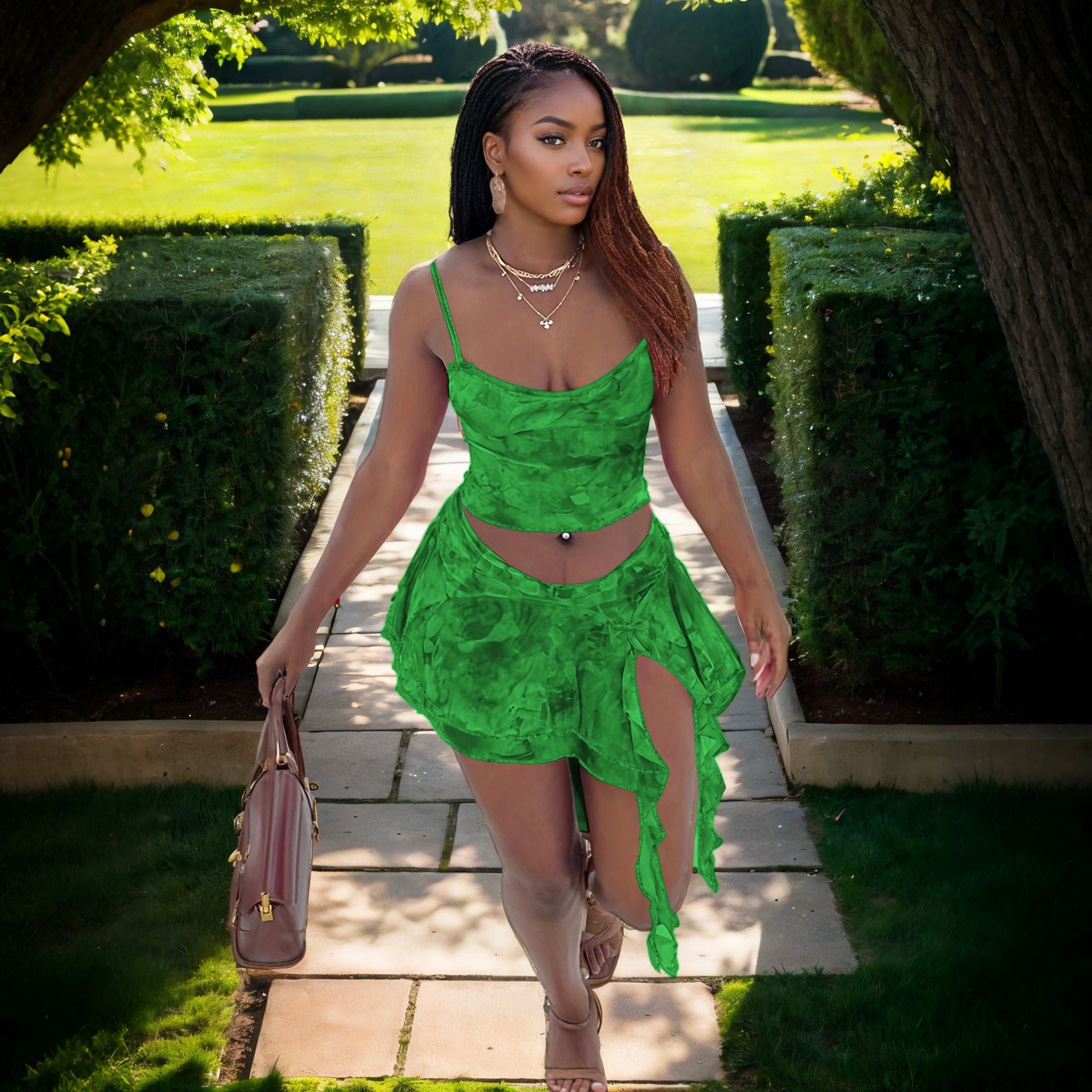Ruffled Skirt and Crop Top Set