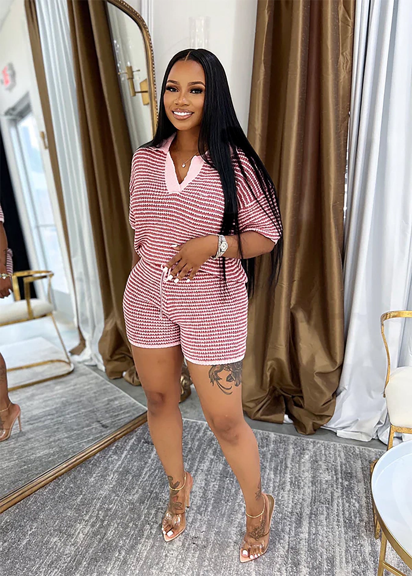 Striped Two-Piece Lounge Set
