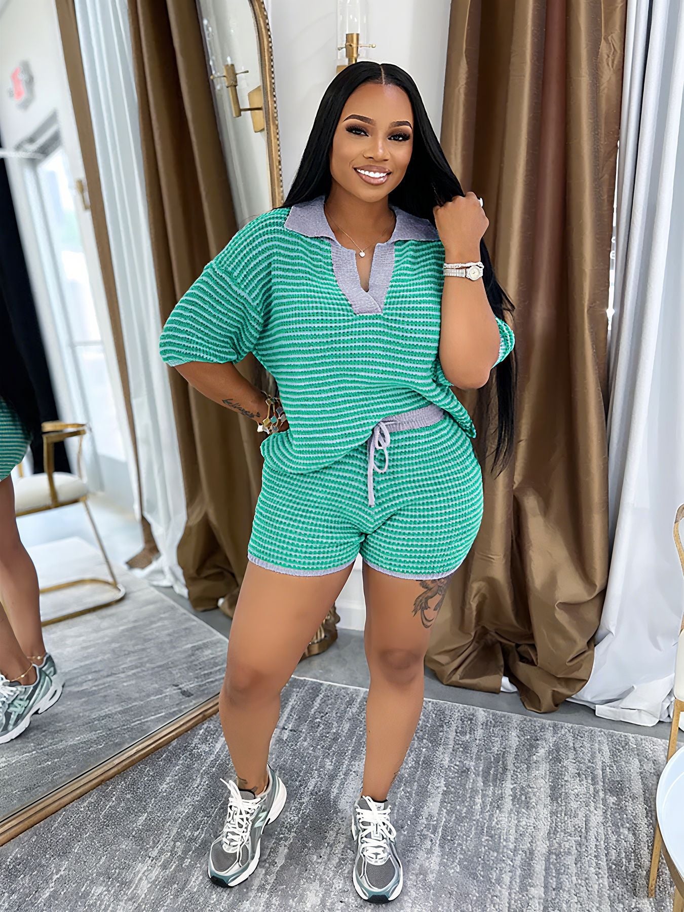Striped Two-Piece Lounge Set