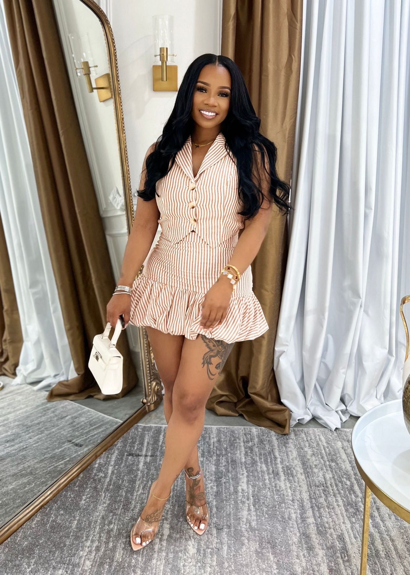 Striped Sleeveless Two-Piece Set