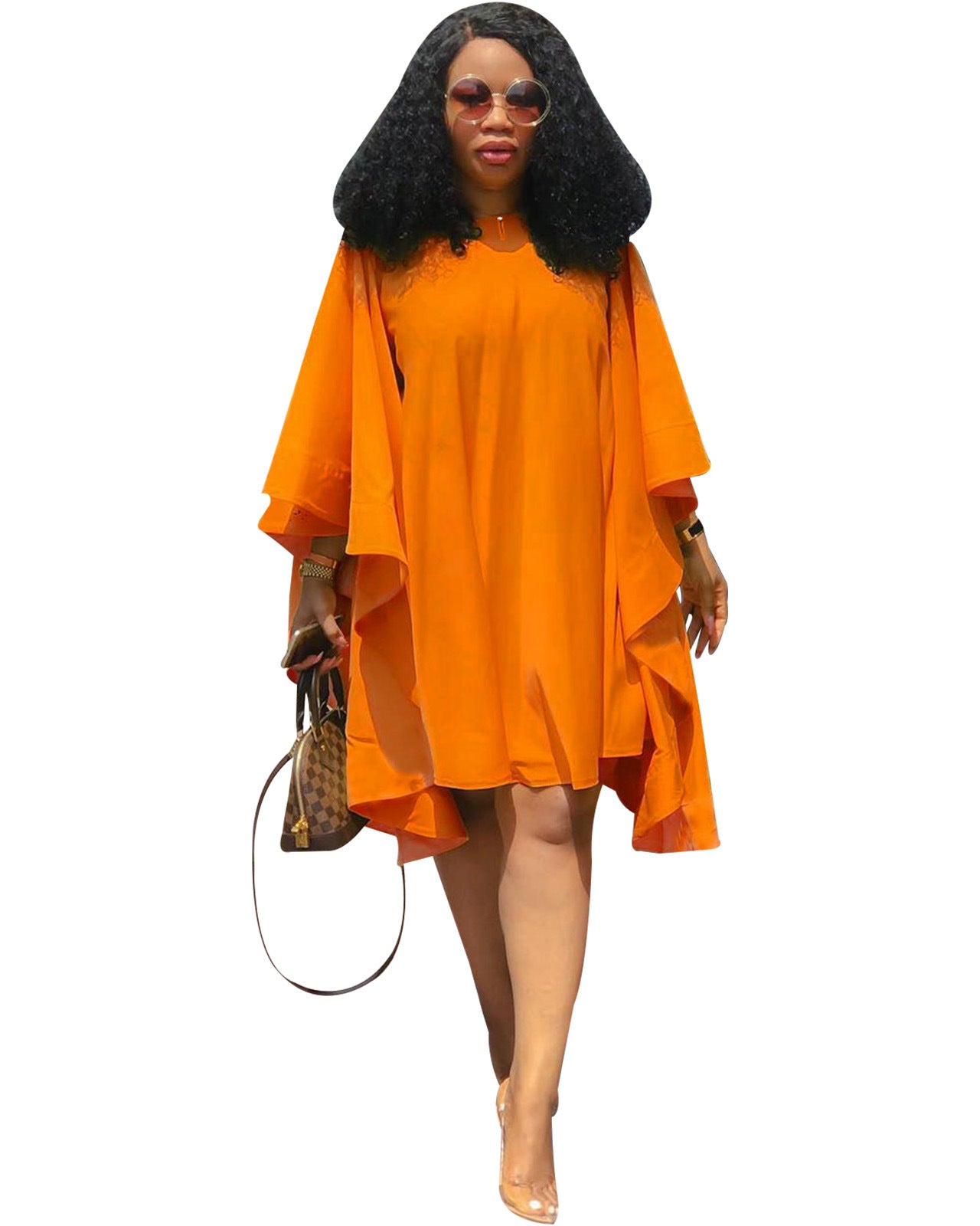 Vibrant Orange Luxe Kaftan Dress