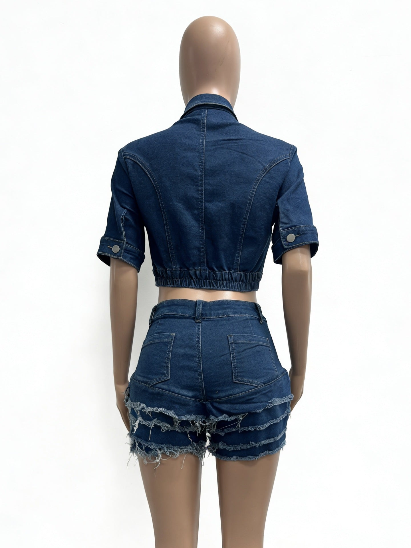 Crop Top and Frayed Shorts Set