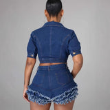 Crop Top and Frayed Shorts Set