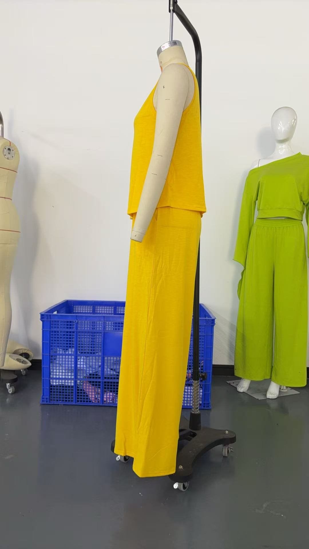 Yellow Sleeveless Wide-Leg Lounge Set