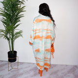 Tie-Dye Button-Up Dress with Slit