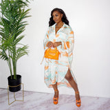 Tie-Dye Button-Up Dress with Slit
