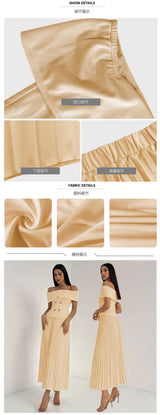 Pleated Maxi Skirt with Off-Shoulder Top