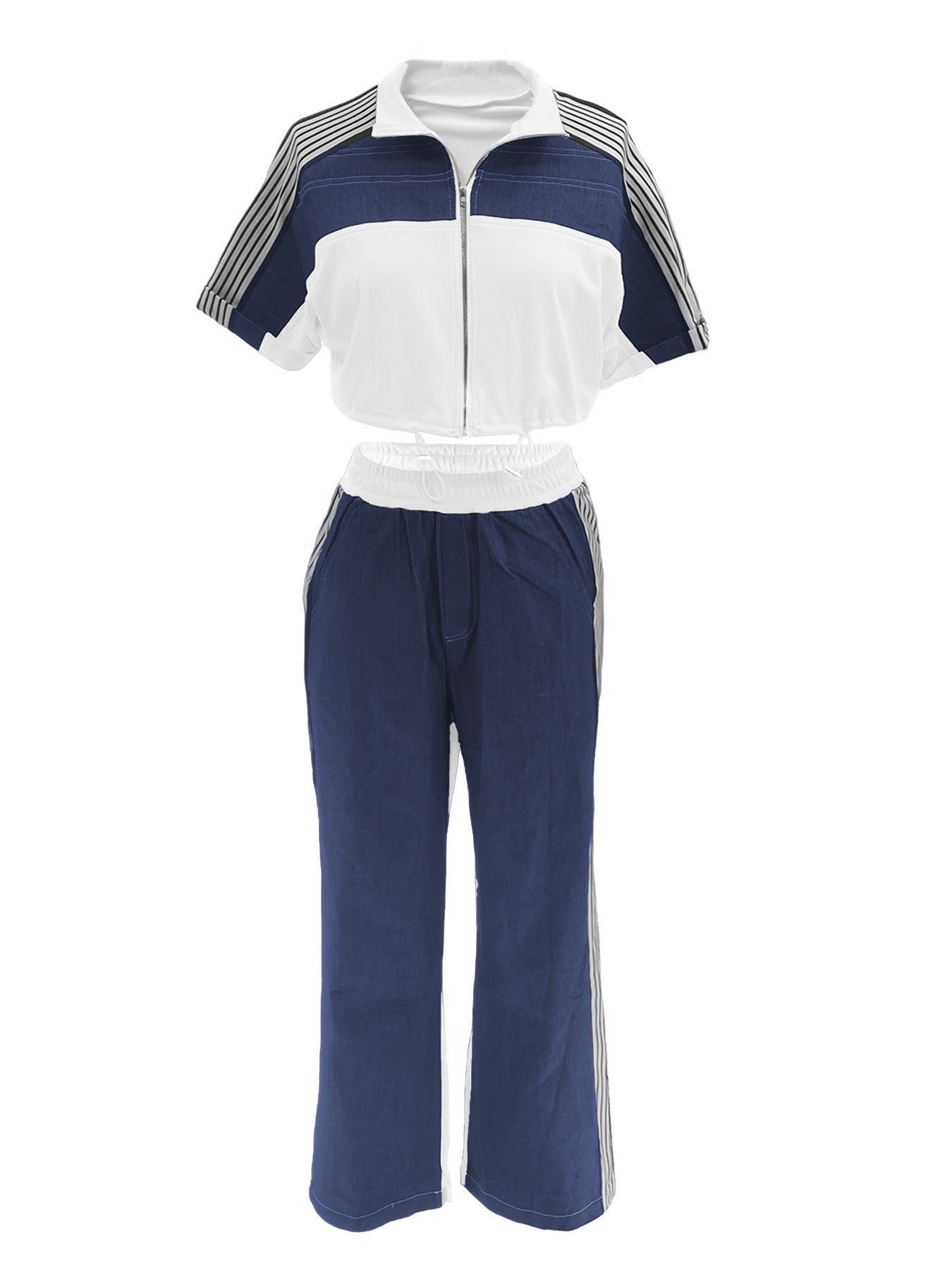 Crop Top and Wide-Leg Pants Tracksuit