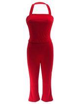 Sleeveless Jumpsuit with Wide-Leg Cropped Pants