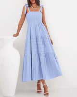 Tiered Maxi Dress with Shoulder Tie Straps