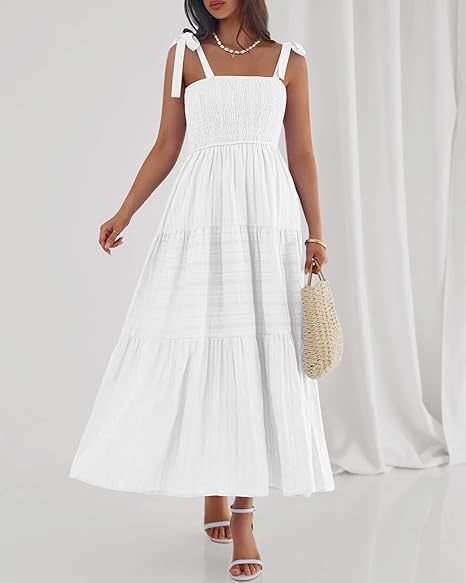 Tiered Maxi Dress with Shoulder Tie Straps
