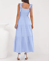 Tiered Maxi Dress with Shoulder Tie Straps