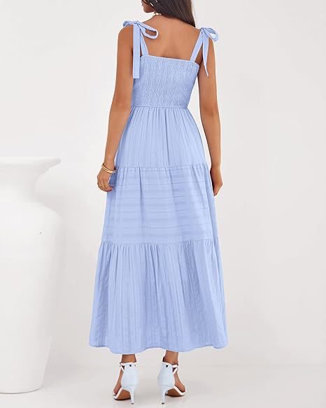 Tiered Maxi Dress with Shoulder Tie Straps