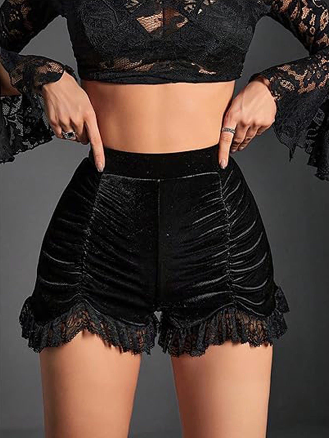 Luxurious Black Ruffled Shorts