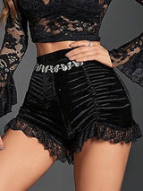 Luxurious Black Ruffled Shorts