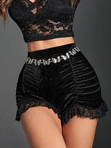Luxurious Black Ruffled Shorts