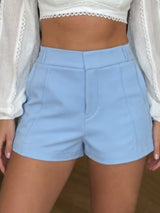 Blue High-Waisted Shorts