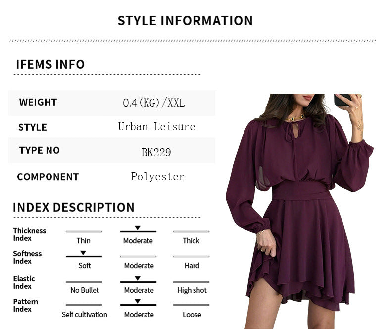 Long Sleeve Dress with Ruffle Hem