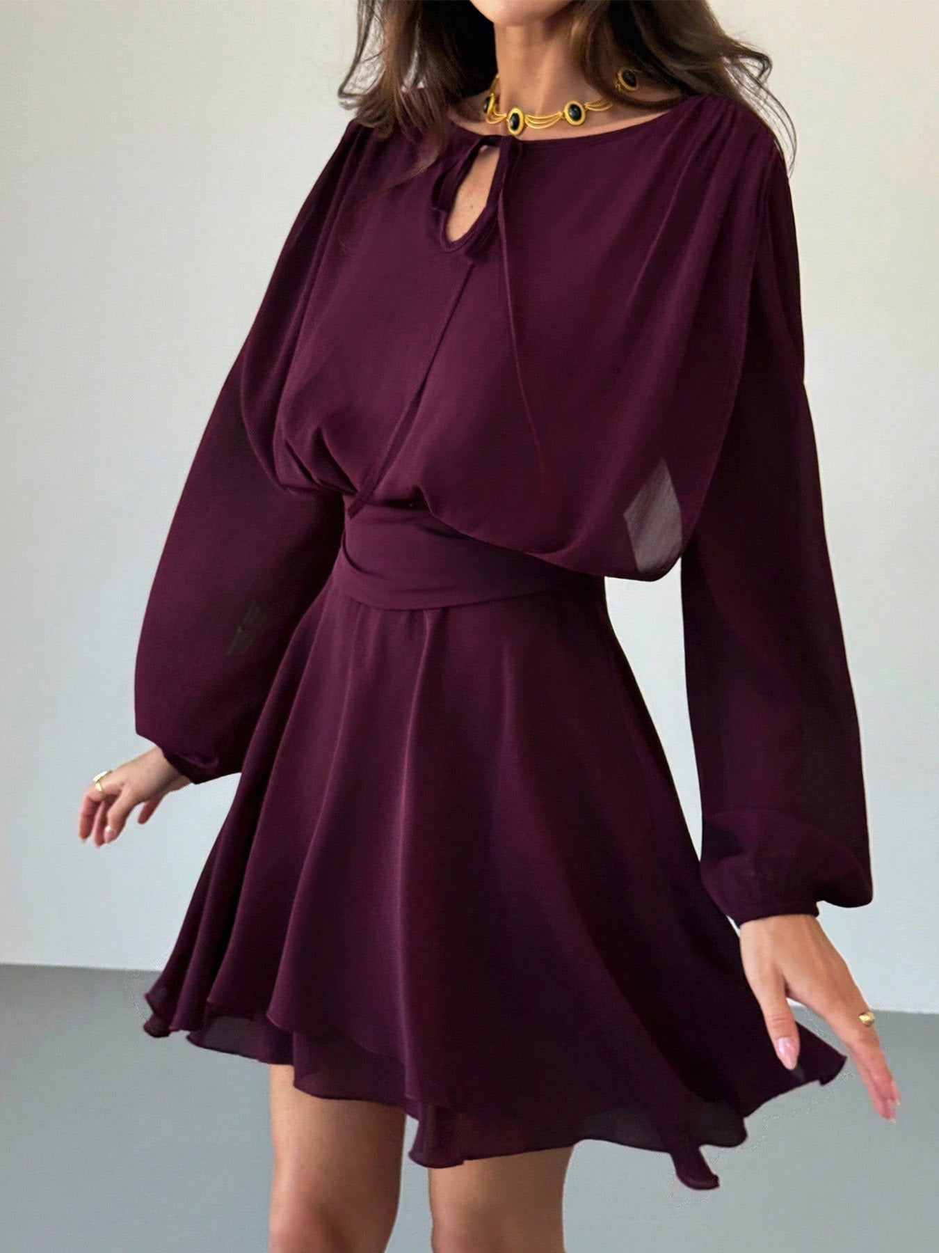 Long Sleeve Dress with Ruffle Hem