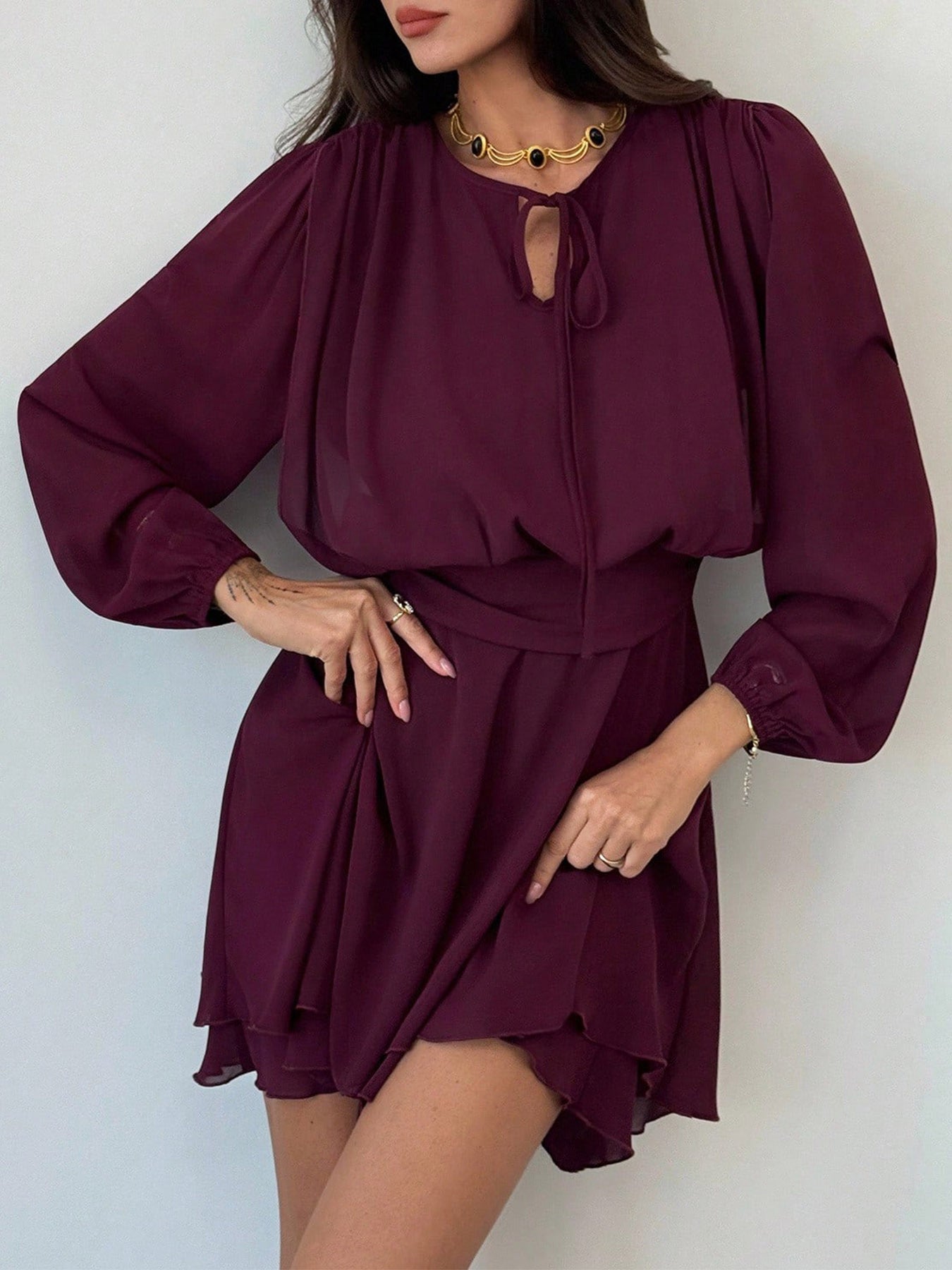 Long Sleeve Dress with Ruffle Hem