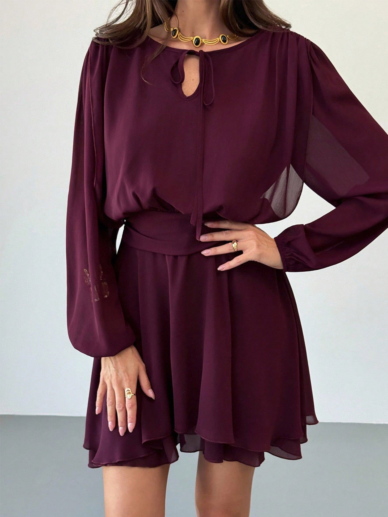 Long Sleeve Dress with Ruffle Hem